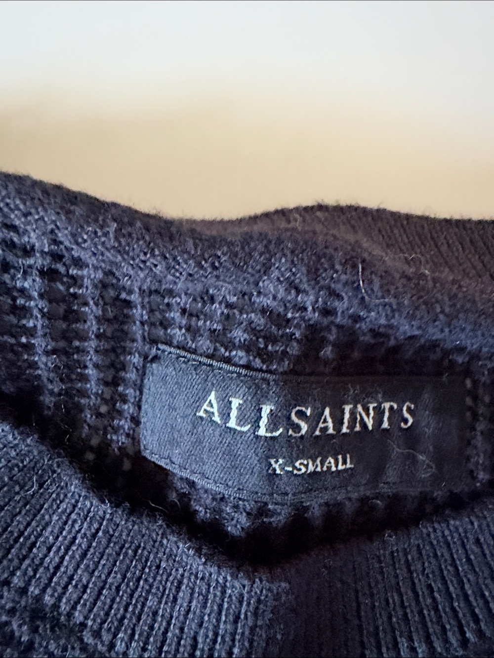 All Saints Trias Crew Neck Black Knit Ribbed Crewneck Sweater - Men's - Picture 2 of 4